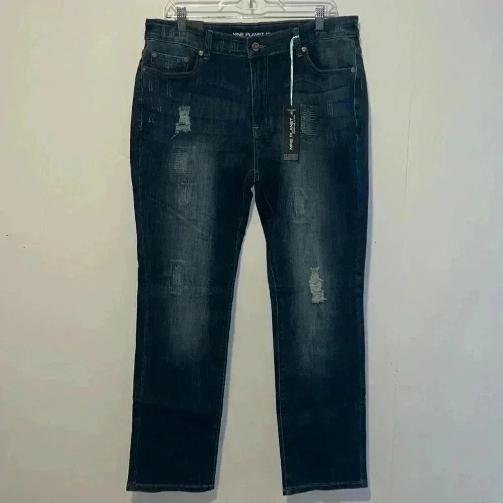 NWT Nine Planet Distressed Jeans Medium Stone Skinny S9